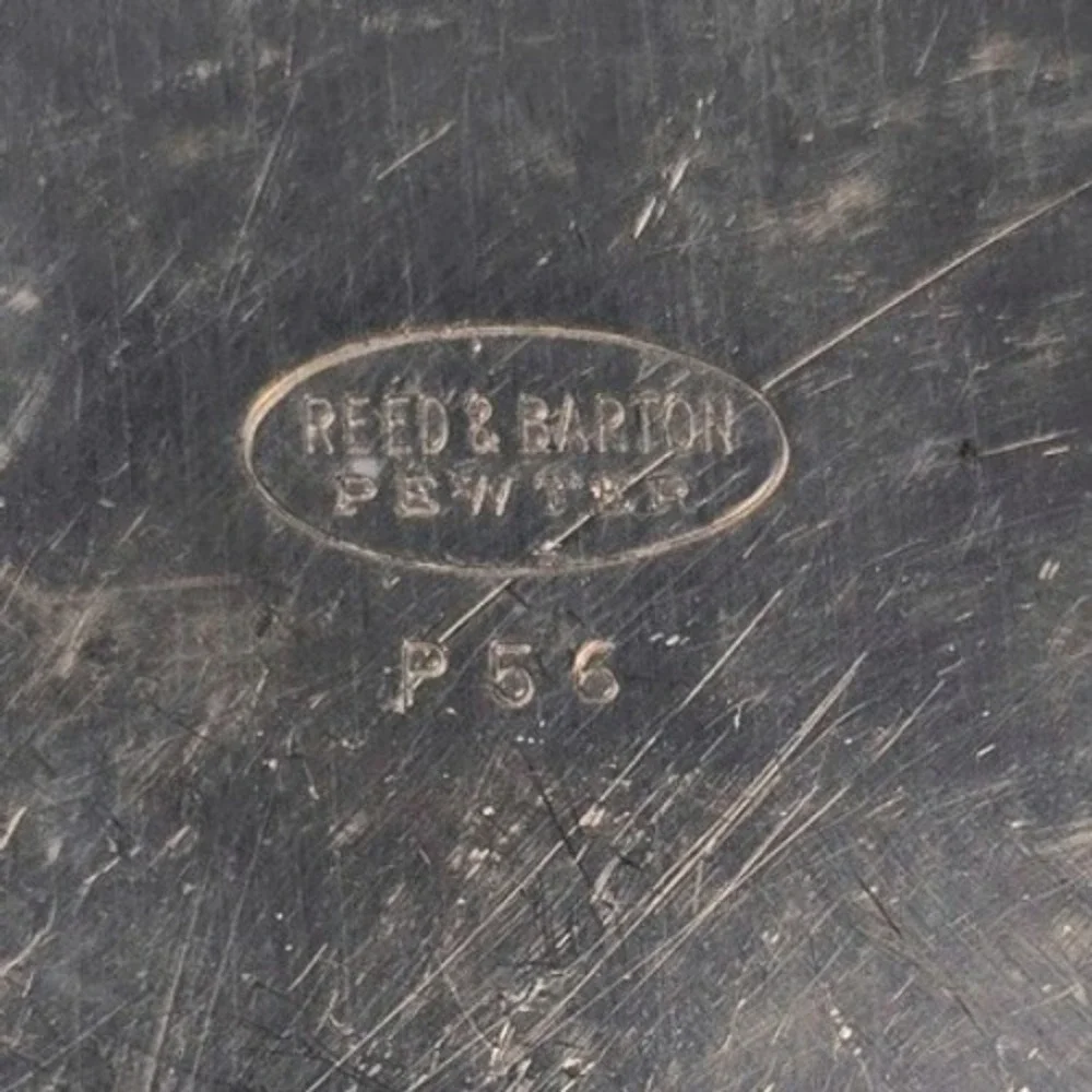 Reed Barton Pewter Floral Embossed Plate Tray P56 Vintage Decorative Collectible